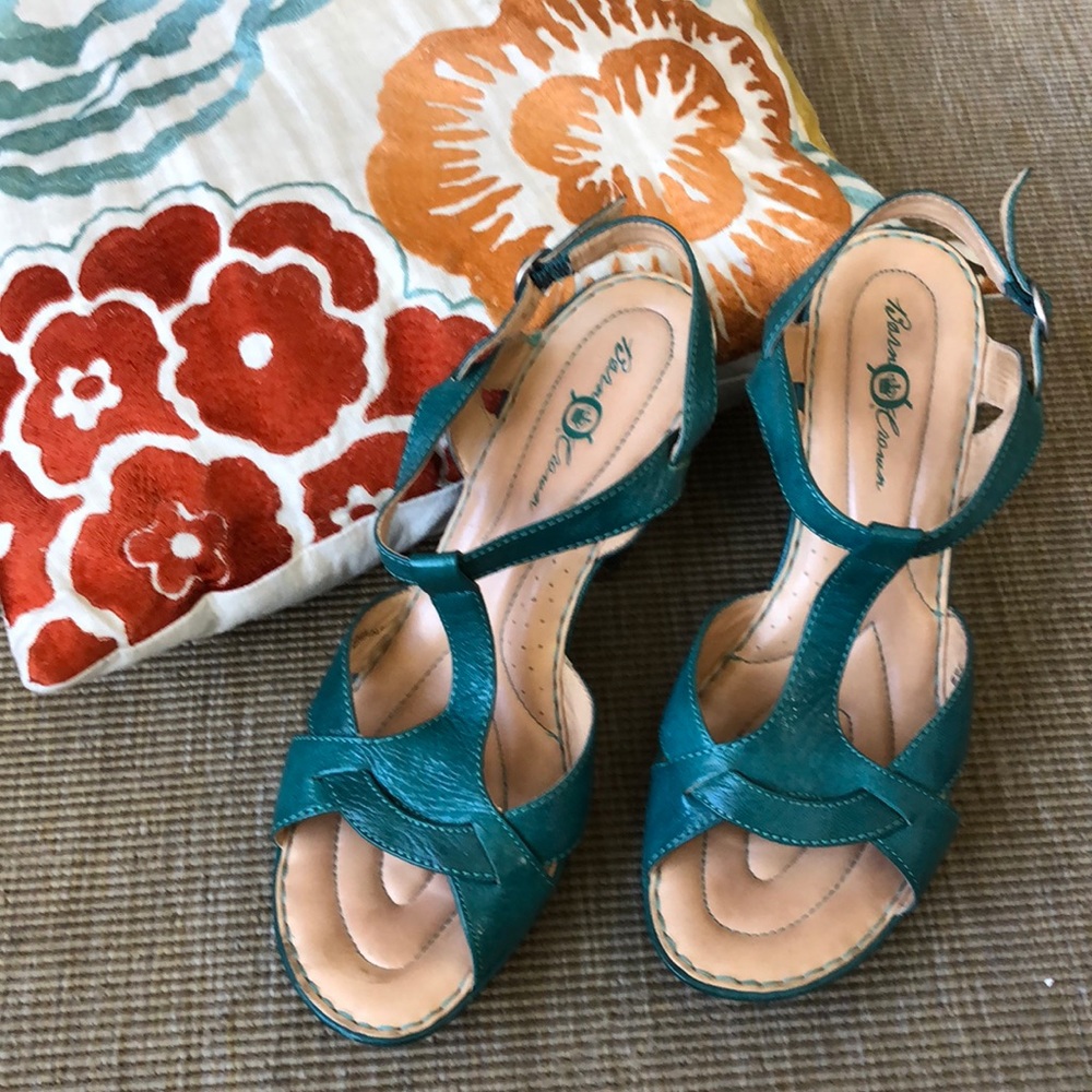 Born Crown turquoise leather heels